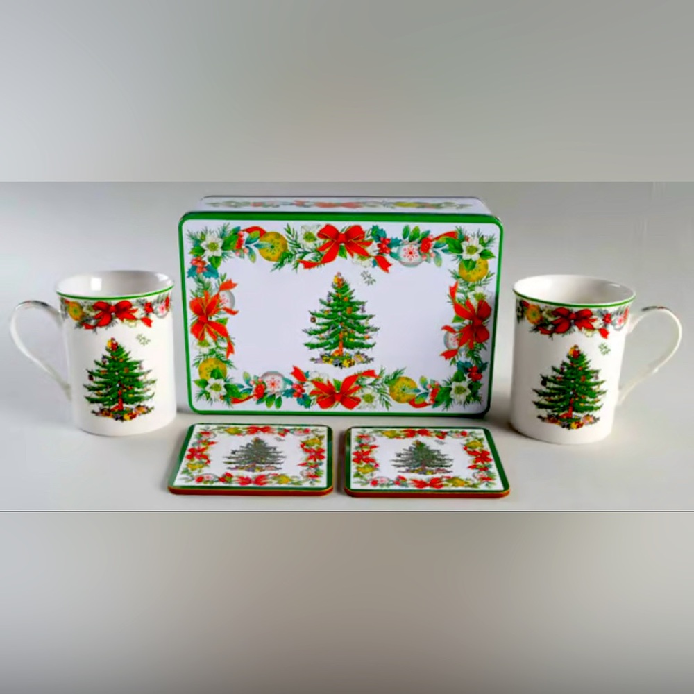 Spode Christmas Tree Cup and Coaster Set, 2017 Edition. brand new!